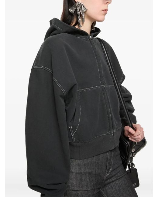 Felpa Con Cuciture A Contrasto E Cappuccio di Acne in Black