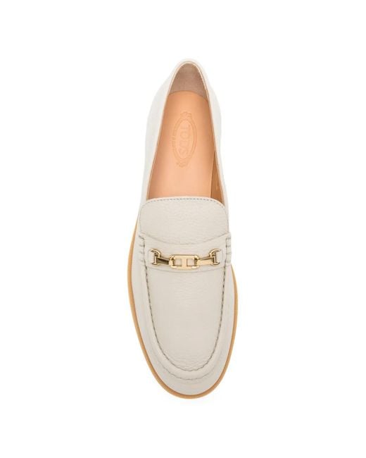 Tod's White Horsebit Loafers