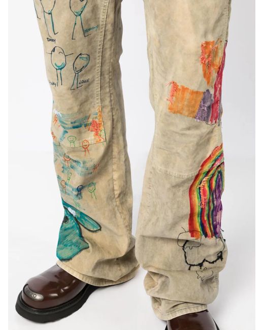 Off-White c/o Virgil Abloh Natural Cartoon Flared Carpenter Pants for men