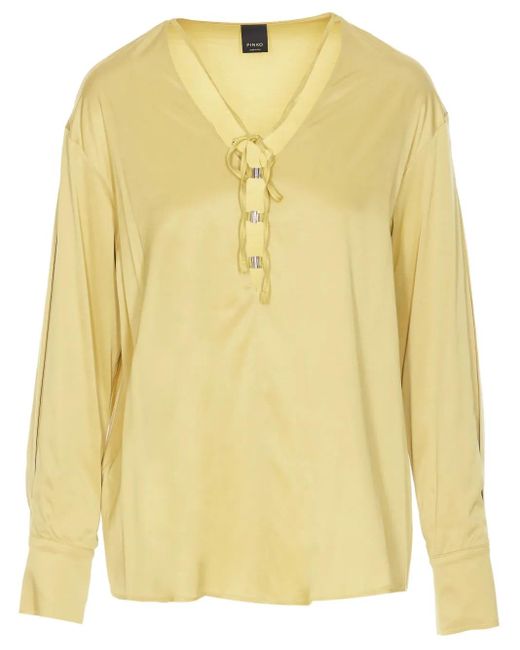 Pinko Yellow Long-Sleeve Blouse