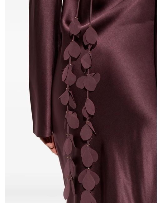 By Malene Birger Purple Parisa Maxi Petal-Appliqué Flared-Sleeve Dress