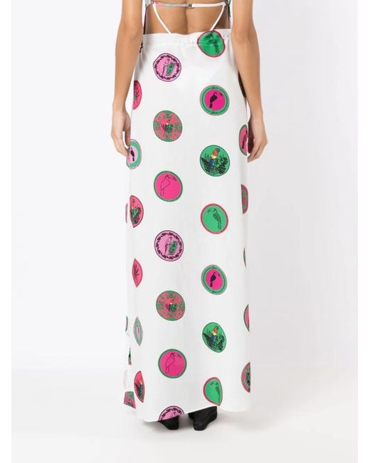 Amir Slama White Graphic-Print Maxi Skirt