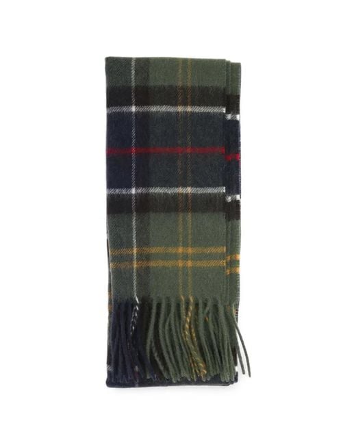 Barbour Green Tartan Logo-Patch Scarf for men