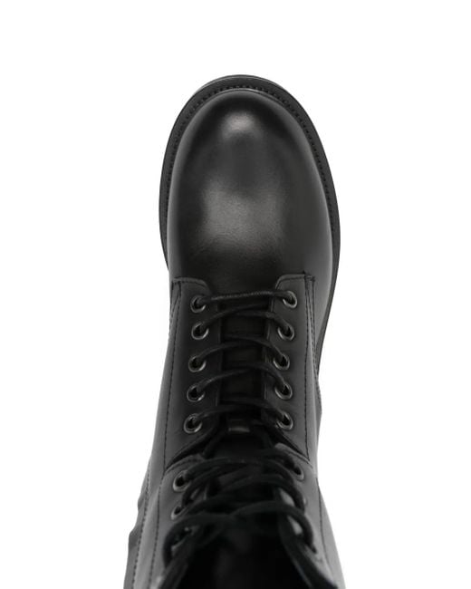 Julie Dee Black Lace-Up Leather Boots