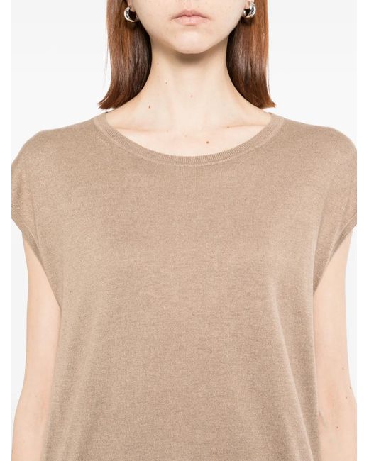 N.Peal Cashmere Natural Sleeveless Knit Top