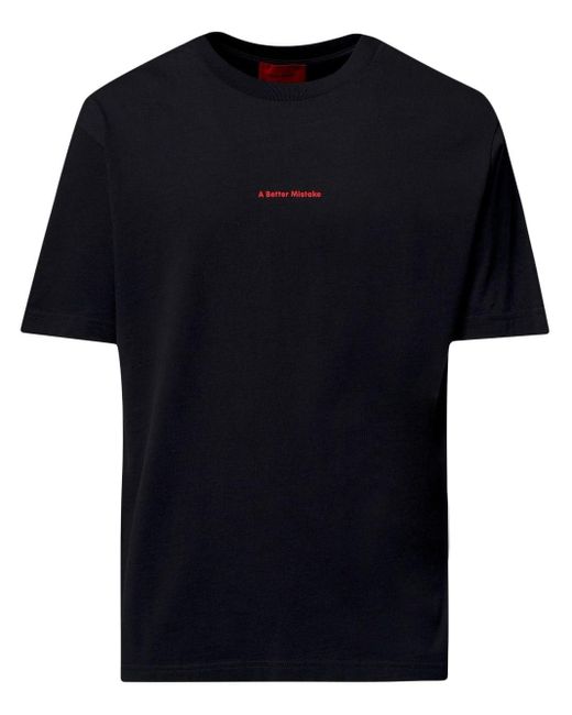 A BETTER MISTAKE Black Logo-print Organic-cotton T-shirt for men