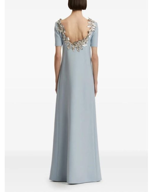 Oscar de la Renta スパンコール オープンバックドレス Blue