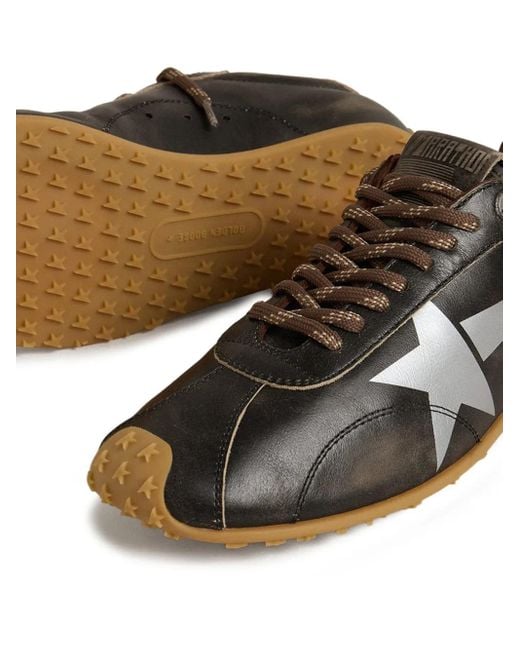 Golden Goose Deluxe Brand Black Marathon Speed Leather Logo-Printed Sneakers