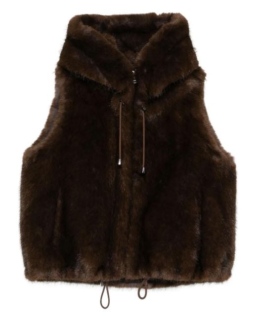 VALENTINI 1972 Black Hooded Faux-Fur Gilet