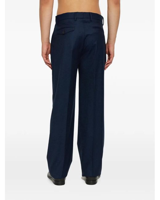 Etro Blue Pleated Wool Trousers for men