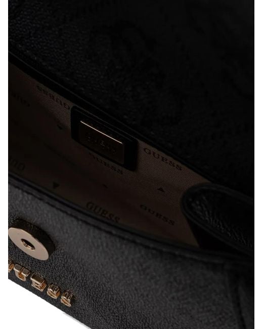 Guess Black Karnilla Monogram-Pattern Shoulder Bag