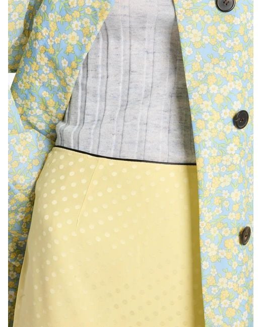 Prada Yellow Chemise En Satin À Pois