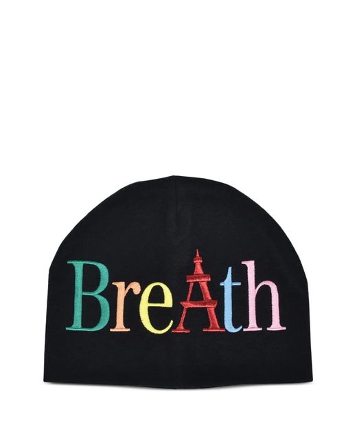 BREATH Black Logo-Embroidered Beanie Hat