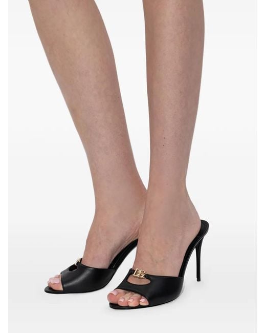 Dolce & Gabbana Black Cutout Logo Mules