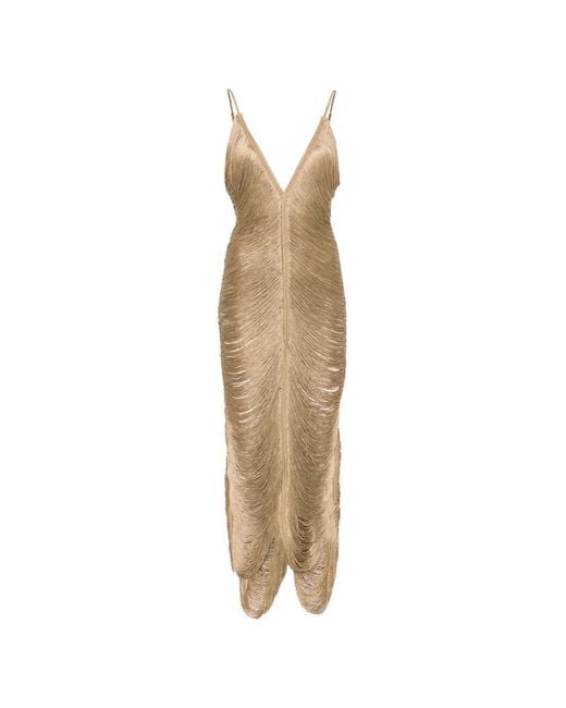 Bless Natural Solé Fringe-Detail V-Neck Dress