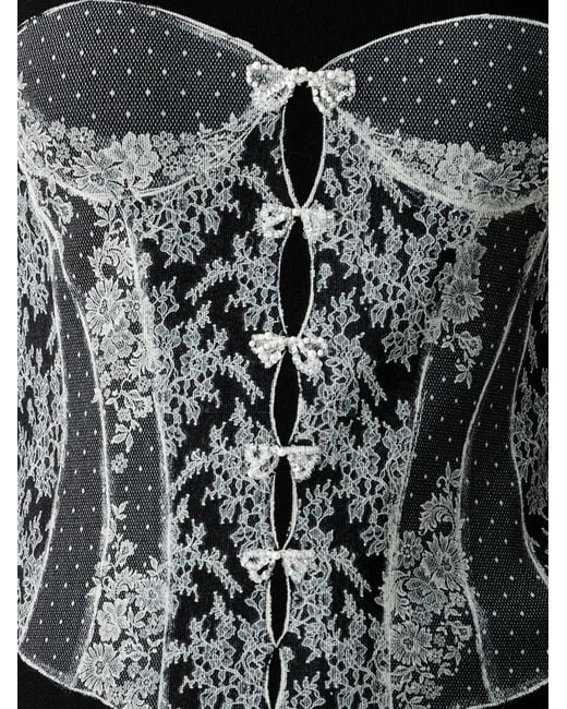 Miss Sixty Black Corset-Print Beaded T-Shirt