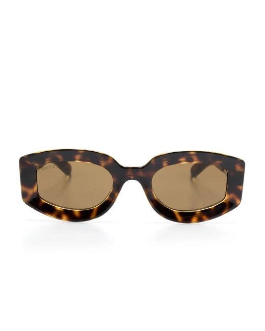 Gucci Brown Logo-Lettering Sunglasses