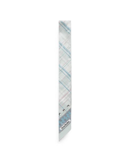 Acne White Check-Print Studded Scarf