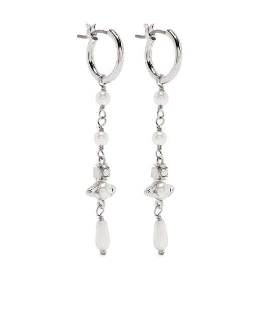 Boucles d'oreilles Emiliana à plaque Orb Vivienne Westwood en coloris White