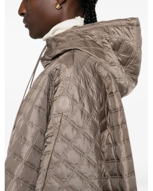Moncler Brown Quilted Hooded Cape