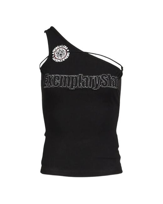 Anomalies Department Black Badge-Appliqué Tie-Up Top