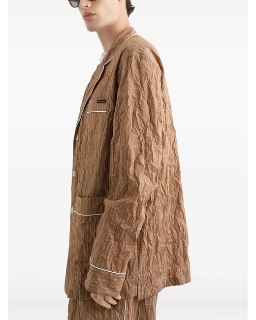 Dolce & Gabbana Brown Striped Crinkle Loungewear Shirt for men