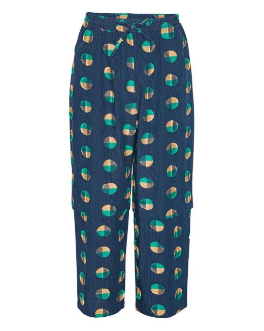 Henrik Vibskov Shants Broek Met Rond Patroon En Trekkoord in het Blue