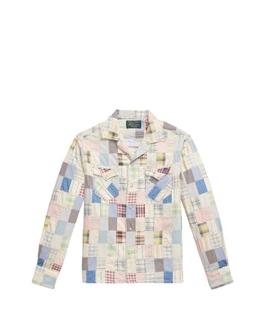Polo Ralph Lauren White Patchwork Shirt Jacket for men