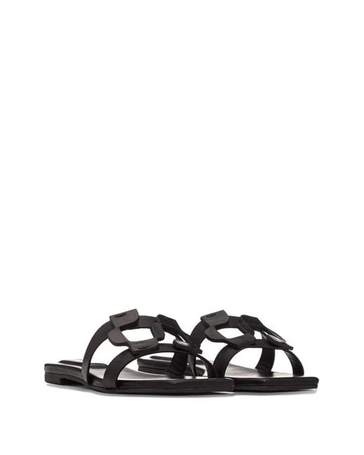Jonathan Simkhai Black Monogram-Detail Flat Sandals
