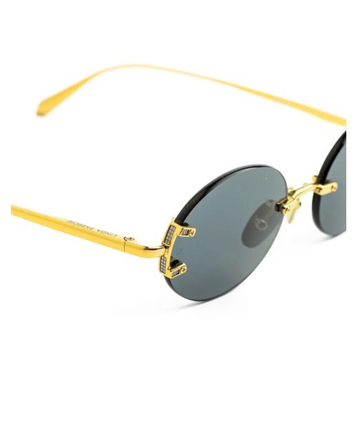 Linda Farrow Blue Round-Frame Sunglasses