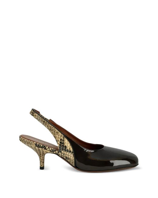 Dries Van Noten Black Leather Slingback Pumps
