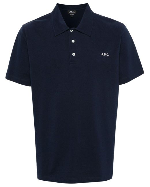 A.P.C. Poloshirt Met Geborduurd Logo in het Blue voor heren