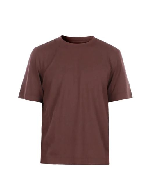 Alpha Studio Brown Crew-Neck Short-Sleeve T-Shirt for men