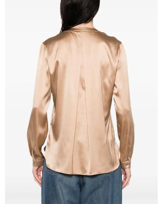 Purotatto Blue V-Neck Buttoned Blouse