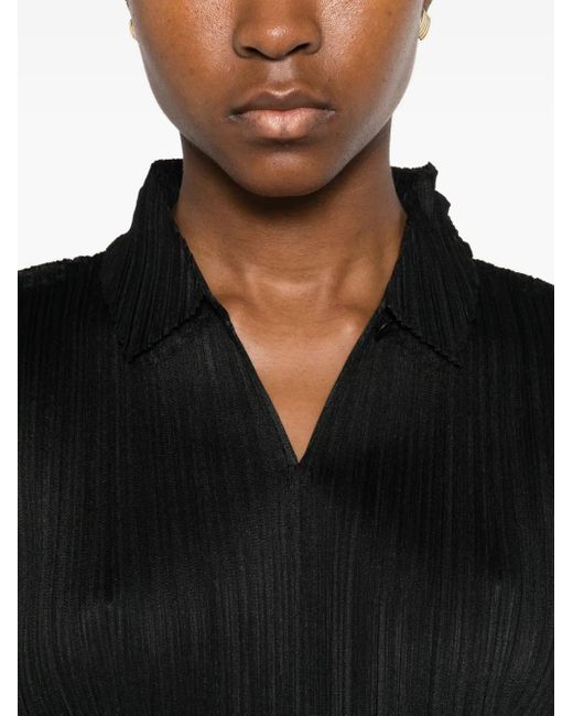 Pleats Please Issey Miyake Black August Polo Top