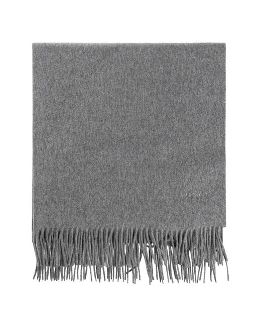 Max Mara Gray Baci Fringed Scarf
