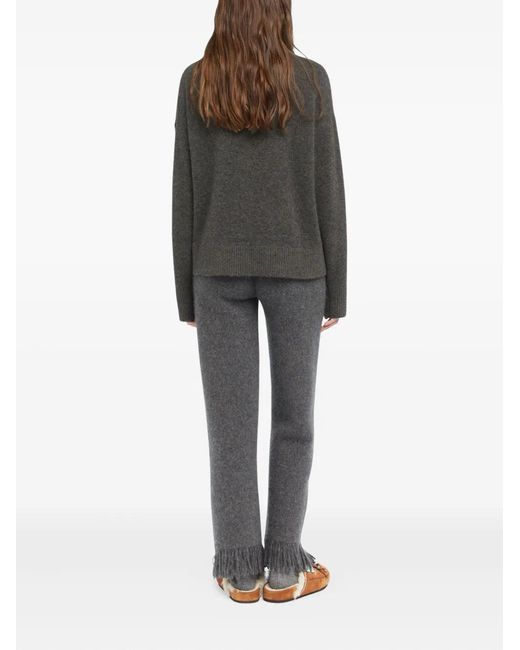 Alanui Gray Crew-Neck Cashmere-Blend Sweater