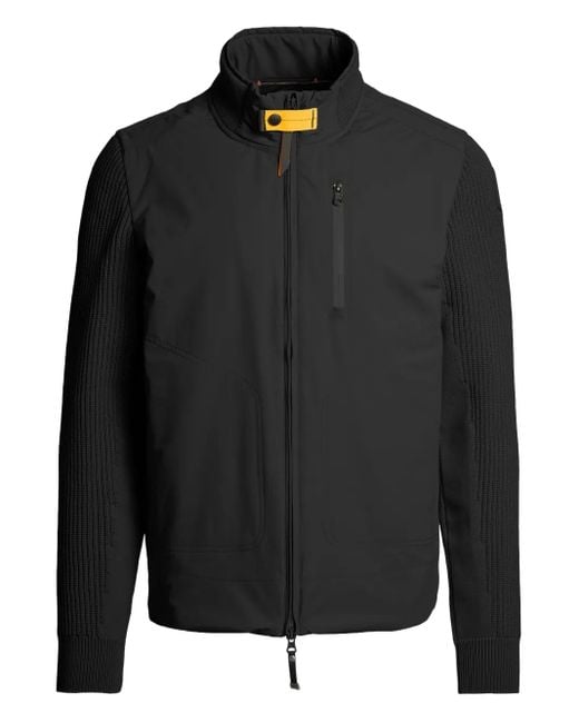 Parajumpers Black Zorba Ribbed-Sleeve Zip-Front Jacket for men