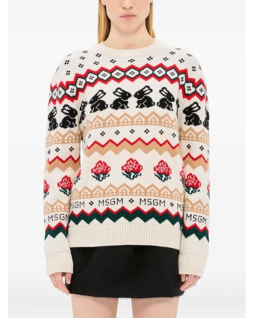 MSGM Red Wool Blend Sweatshirt