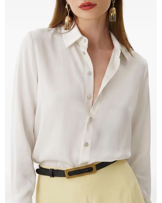 Framboise White Fremont Silk Shirt