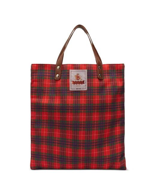 Baracuta Red Tartan-Pattern Tote Bag for men