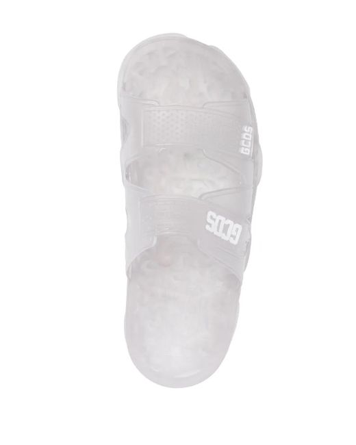 Gcds White Logo-Detail Open-Toe Slides
