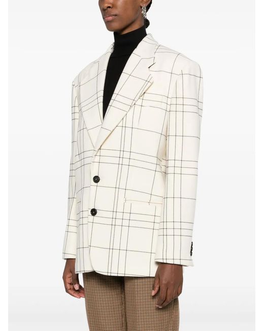 Marni Natural Checked Wool-Felt Blazer