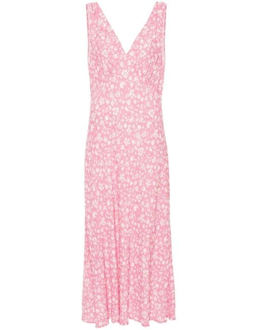 Rixo Pink Sandrine Kleid mit Blumen-Print