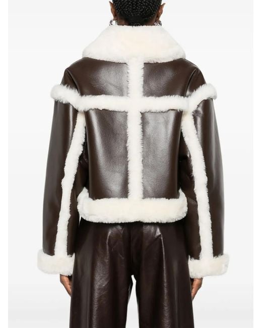 Stand Studio White Button-Fastening Shearling Jacket