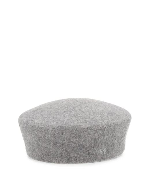 Ruslan Baginskiy Gray Monogram-Embroidered Wool-Felt Beret
