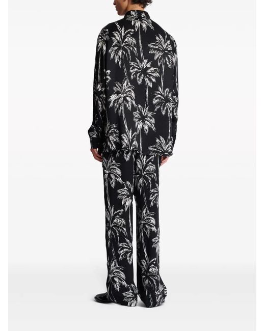 Balmain Black Floral Pattern Shirt for men