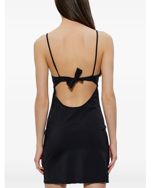 Moschino Black Floral-Appliqué Open-Back Beach Mini Dress
