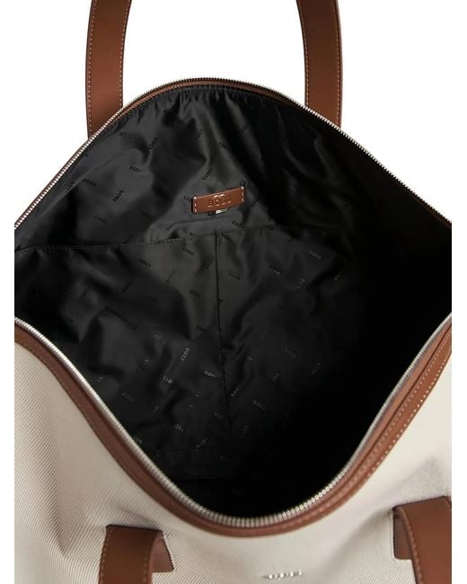 Boss Natural Leather-Trim Holdall Bag for men