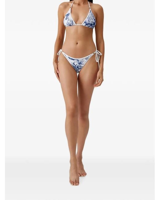 Melissa Odabash Blue Malta Paloma Floral-Print Bikini Top